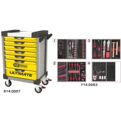 Servante ULTIMATE grise et jaune 7 tiroirs équipée de 263 outils KSTOOLS 814.7263 | 814.7263