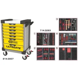 Servante ULTIMATE grise et jaune  7 tiroirs équipée de 283 outils KSTOOLS 814.7283 | 814.7283
