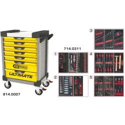 Servante ULTIMATE grise et jaune  7 tiroirs équipée de 311 outils KSTOOLS 814.7311 | 814.7311