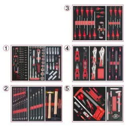 Servante ULTIMATE grise et noire 5 tiroirs équipée de 187 outils KSTOOLS 816.5186 | 816.5186
