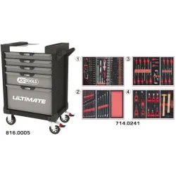 Servante ULTIMATE grise et noire 5 tiroirs équipée de 241 outils KSTOOLS 816.5241 | 816.5241
