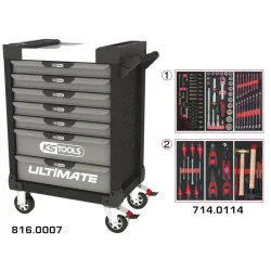 Servante ULTIMATE grise et noire 7 tiroirs équipée de 114 outils KSTOOLS 816.7114 | 816.7114