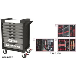 Servante ULTIMATE grise et noire 7 tiroirs équipée de 158 outils KSTOOLS 816.7158 | 816.7158