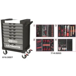 Servante ULTIMATE grise et noire 7 tiroirs équipée de 263 outils KSTOOLS 816.7263 | 816.7263
