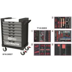 Servante ULTIMATE grise et noire 7 tiroirs équipée de 283 outils KSTOOLS 816.7283 | 816.7283