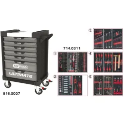 Servante ULTIMATE grise et noire 7 tiroirs équipée de 311 outils KSTOOLS 816.7311 | 816.7311