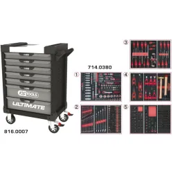 Servante ULTIMATE grise et noire 7 tiroirs équipée de 384 outils KSTOOLS 816.7380 | 816.7380