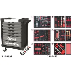 Servante ULTIMATE grise et noire 7 tiroirs équipée de 455 outils KSTOOLS 816.7452 | 816.7452