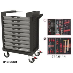 Servante ULTIMATE grise et noire 9 tiroirs équipée de 114 outils KSTOOLS 816.9114 | 816.9114