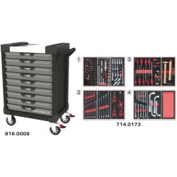 Servante ULTIMATE grise et noire 9 tiroirs équipée de 173 outils KSTOOLS 816.9173 | 816.9173