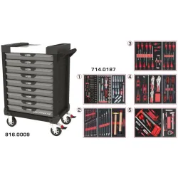 Servante ULTIMATE grise et noire 9 tiroirs équipée de 187 outils KSTOOLS 816.9186 | 816.9186