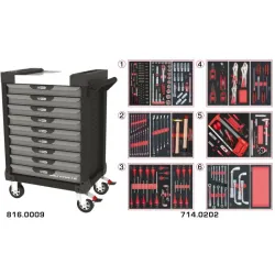Servante ULTIMATE grise et noire 9 tiroirs équipée de 202 outils KSTOOLS 816.9202 | 816.9202