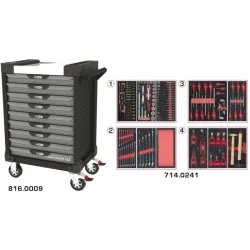 Servante ULTIMATE grise et noire 9 tiroirs équipée de 241 outils KSTOOLS 816.9241 | 816.9241