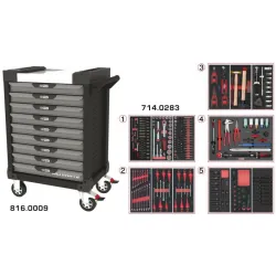 Servante ULTIMATE grise et noire 9 tiroirs équipée de 283 outils KSTOOLS 816.9283 | 816.9283