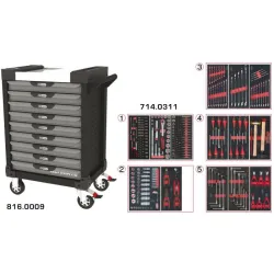 Servante ULTIMATE grise et noire 9 tiroirs équipée de 311 outils KSTOOLS 816.9311 | 816.9311