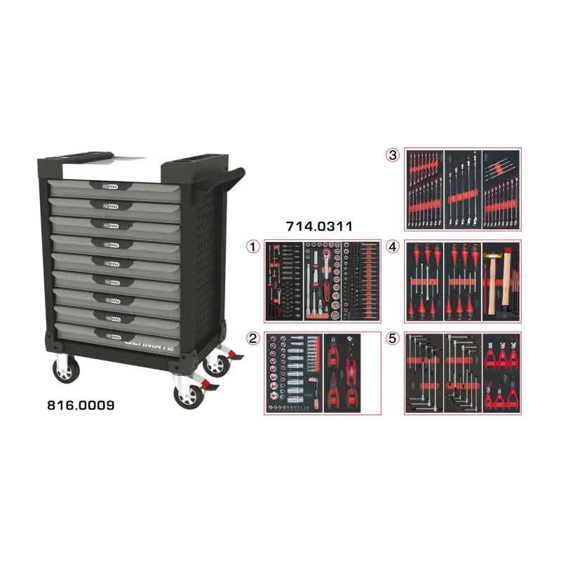 Servante ULTIMATE grise et noire 9 tiroirs équipée de 311 outils KSTOOLS 816.9311 | 816.9311 Servante ULTIMATE grise et noire 9 tiroirs équipée de 311 outils KSTOOLS 816.9311 | 816.9311