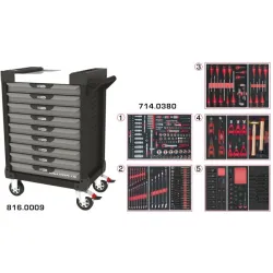 Servante ULTIMATE grise et noire 9 tiroirs équipée de 384 outils KSTOOLS 816.9380 | 816.9380