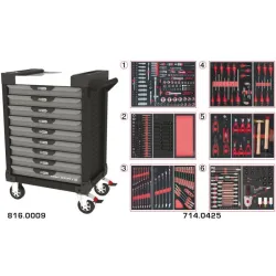 Servante ULTIMATE grise et noire 9 tiroirs équipée de 429 outils KSTOOLS 816.9425 | 816.9425