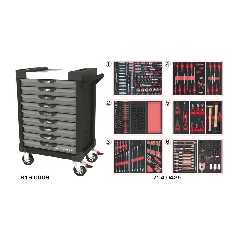 Servante ULTIMATE grise et noire 9 tiroirs équipée de 429 outils KSTOOLS 816.9425 | 816.9425 Servante ULTIMATE grise et noire 9 tiroirs équipée de 429 outils KSTOOLS 816.9425 | 816.9425