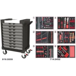 Servante ULTIMATE grise et noire 9 tiroirs équipée de 455 outils KSTOOLS 816.9452 | 816.9452