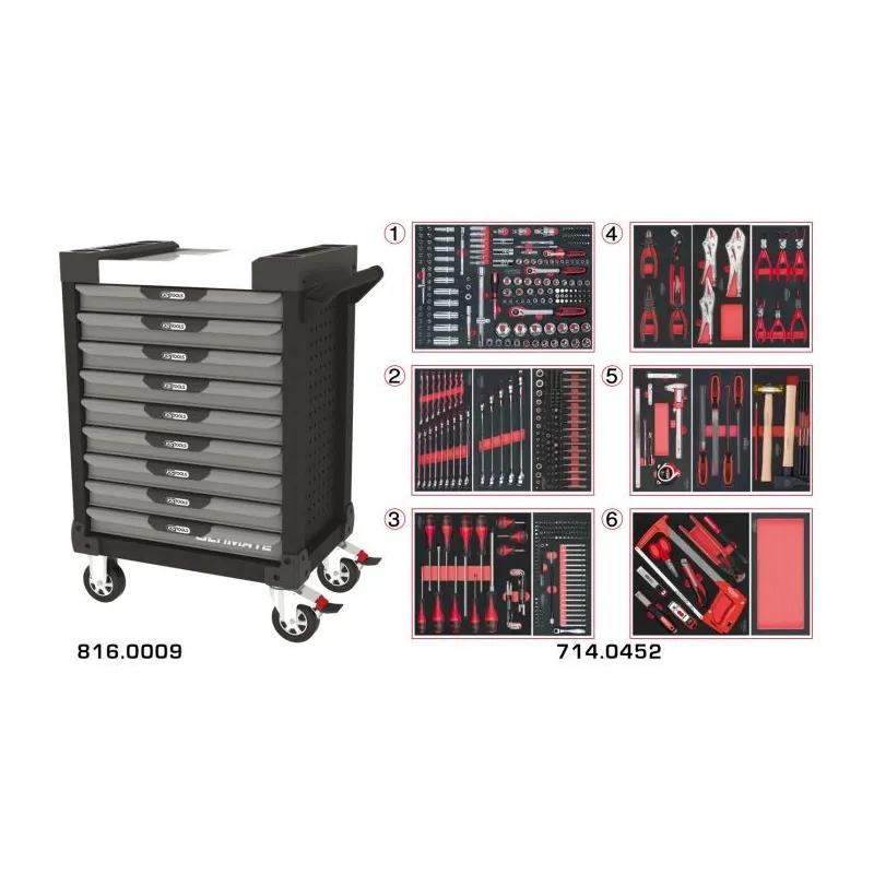 Servante ULTIMATE grise et noire 9 tiroirs équipée de 455 outils KSTOOLS 816.9452 | 816.9452 Servante ULTIMATE grise et noire 9 tiroirs équipée de 455 outils KSTOOLS 816.9452 | 816.9452