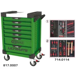 Servante ULTIMATE verte 7 tiroirs équipée de 114 outils KSTOOLS 817.7114 | 817.7114