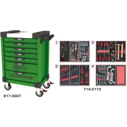 Servante ULTIMATE verte 7 tiroirs équipée de 173 outils KSTOOLS 817.7173 | 817.7173