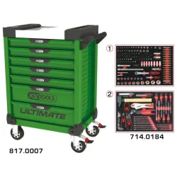 Servante ULTIMATE verte 7 tiroirs équipée de 184 outils KSTOOLS 817.7184 | 817.7184