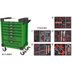 Servante ULTIMATE verte 7 tiroirs équipée de 187 outils KSTOOLS 817.7186 | 817.7186
