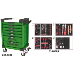 Servante ULTIMATE verte 7 tiroirs équipée de 263 outils KSTOOLS 817.7263 | 817.7263