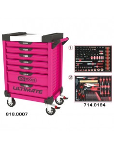 Servante ULTIMATE rose 7 tiroirs équipée de 184 outils KSTOOLS 818.7184