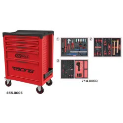 Servante RACING 5 tiroirs équipée de 60 outils - spéciale Roue KSTOOLS 855.5060 | 855.5060