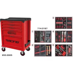 Servante RACING 5 tiroirs équipée de 187 outils KSTOOLS 855.5186 | 855.5186