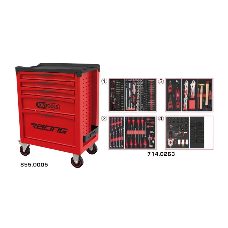 Servante RACING 5 tiroirs équipée de 263 outils KSTOOLS 855.5263 | 855.5263 Servante RACING 5 tiroirs équipée de 263 outils KSTOOLS 855.5263 | 855.5263