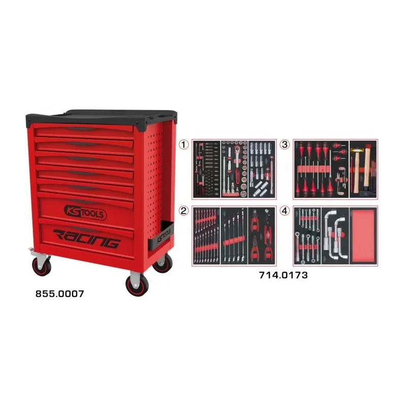 Servante RACING 7 tiroirs équipée de 173 outils KSTOOLS 855.7173 | 855.7173