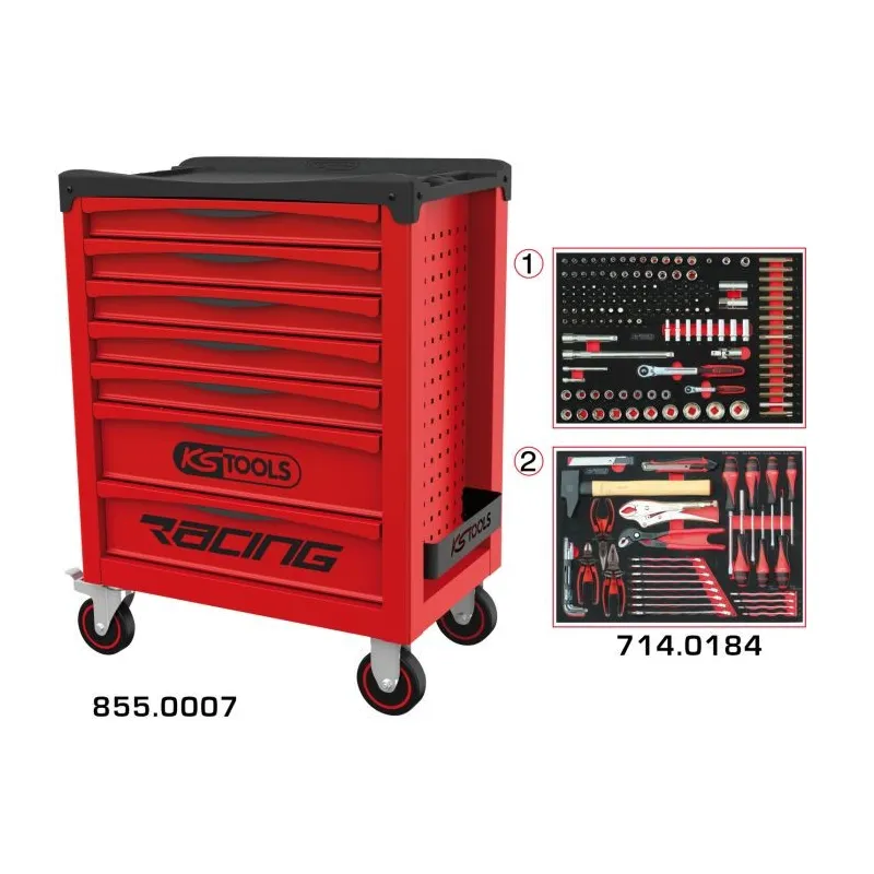 Servante RACING 7 tiroirs équipée de 184 outils KSTOOLS 855.7184 | 855.7184 Servante RACING 7 tiroirs équipée de 184 outils KSTOOLS 855.7184 | 855.7184