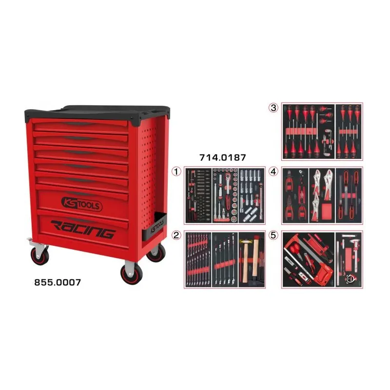Servante RACING 7 tiroirs équipée de 187 outils KSTOOLS 855.7186 | 855.7186 Servante RACING 7 tiroirs équipée de 187 outils KSTOOLS 855.7186 | 855.7186