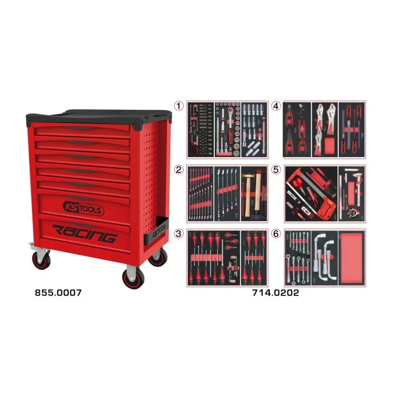 Servante RACING 7 tiroirs équipée de 202 outils KSTOOLS 855.7202 | 855.7202 Servante RACING 7 tiroirs équipée de 202 outils KSTOOLS 855.7202 | 855.7202