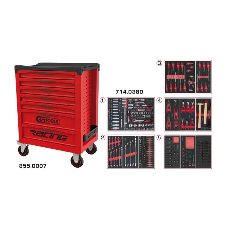 Servante RACING 7 tiroirs équipée de 384 outils KSTOOLS 855.7380 | 855.7380 Servante RACING 7 tiroirs équipée de 384 outils KSTOOLS 855.7380 | 855.7380