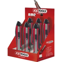 Présentoir de 12 cutters universels à lame sécable . magasin de 6 lames - 18 mm KSTOOLS 907.2175D | 907.2175D
