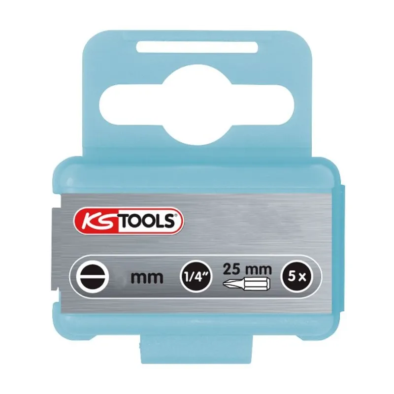 Boite de 5 embouts de vissage INOX Fente 1/4" 3 mm - L25 mm KSTOOLS 910.2233 | 910.2233 Boite de 5 embouts de vissage INOX Fente 1/4" 3 mm - L25 mm KSTOOLS 910.2233 | 910.2233