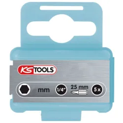 Boite de 5 embouts de vissage INOX 6 pans 1/4" 4 mm  - L.25 mm KSTOOLS 910.2258 | 910.2258