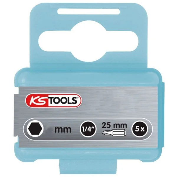 Boite de 5 embouts de vissage INOX 6 pans 1/4" 5 mm - L.25 mm KSTOOLS 910.2261 | 910.2261