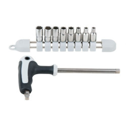 Jeu de clé à douille et douiles 1/4" INOX . 9 pièces KSTOOLS 910.2450 | 910.2450
