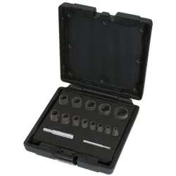 Coffret douilles à chocs pour vis et écrous abîmés 1/4"-1/2" . 6-27 mm . 15 pcs KSTOOLS 913.1460 | 913.1460