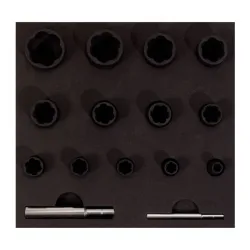 Coffret douilles à chocs pour vis et écrous abîmés 1/4"-1/2" . 6-27 mm . 15 pcs KSTOOLS 913.1460 | 913.1460