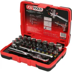 Jeu d'embouts de vissage à code couleur et douilles 1/4" . 33 pcs KSTOOLS 918.3005 | 918.3005