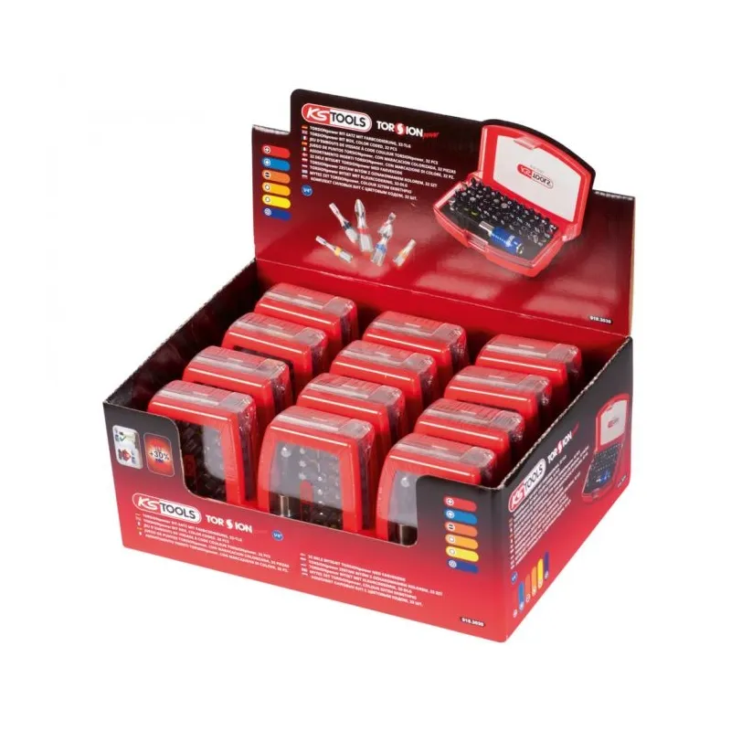 Présentoir de 12 jeux d'embouts de vissage à code couleur TORSIONpower® 1/4" KSTOOLS 918.3030D | 918.3030D Présentoir de 12 jeux d'embouts de vissage à code couleur TORSIONpower® 1/4" KSTOOLS 918.3030D | 918.3030D