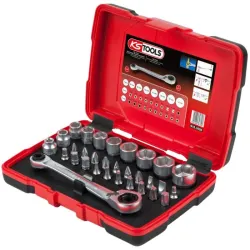 Coffret de douilles traversantes de 5 à 14mm et embouts de vissage 1/4 . 32pcs KSTOOLS 918.3050 | 918.3050