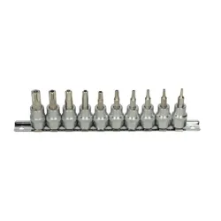Rail de 10 douilles tournevis ULTIMATE® TORX® percé 3/8" . T10 à T55 KSTOOLS 922.3951 | 922.3951